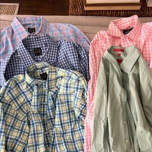 Men's Plaid Dress Shirts Bundle Set of 5 Jos. A. Banks, Vineyard Vines, Izod, XL